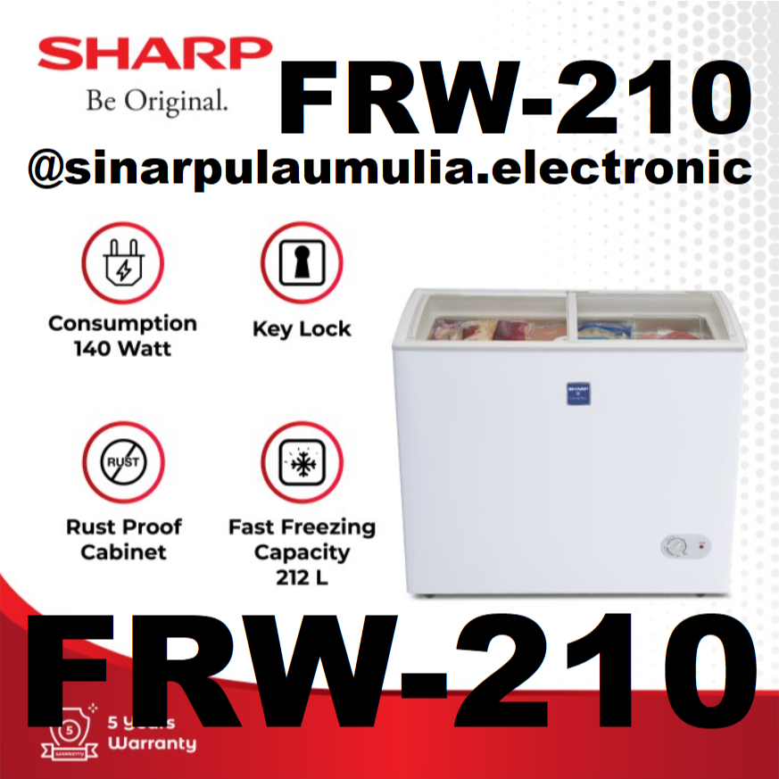 Sharp Chest Freezer Box Kaca Sliding Glass 212 Liter - FRW-210 / FRW 210 / FRW210