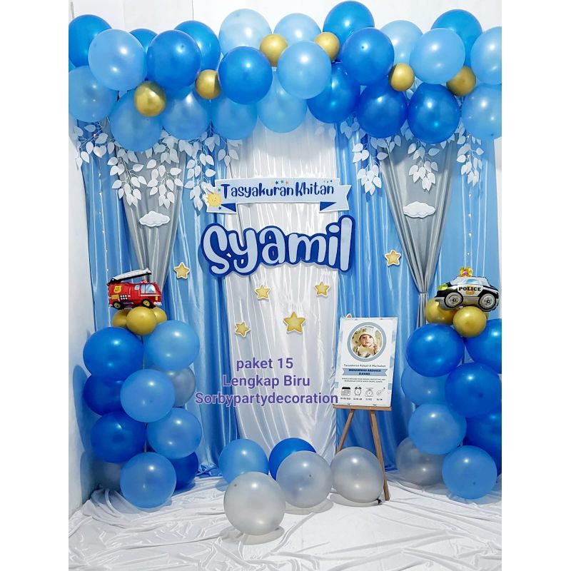 Dekorasi Aqiqah Backdrop Paket Dekorasi Aqiqah dan Khitan Standing Balon Backdrop untuk Ulang Tahun 
