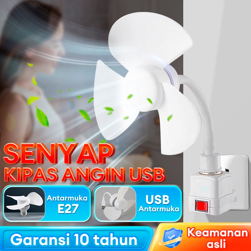 【Garansi 10 tahun】Lampu kipas angin gantung plafon Kipas USB E27 berputar 360° kipas kecil portabel