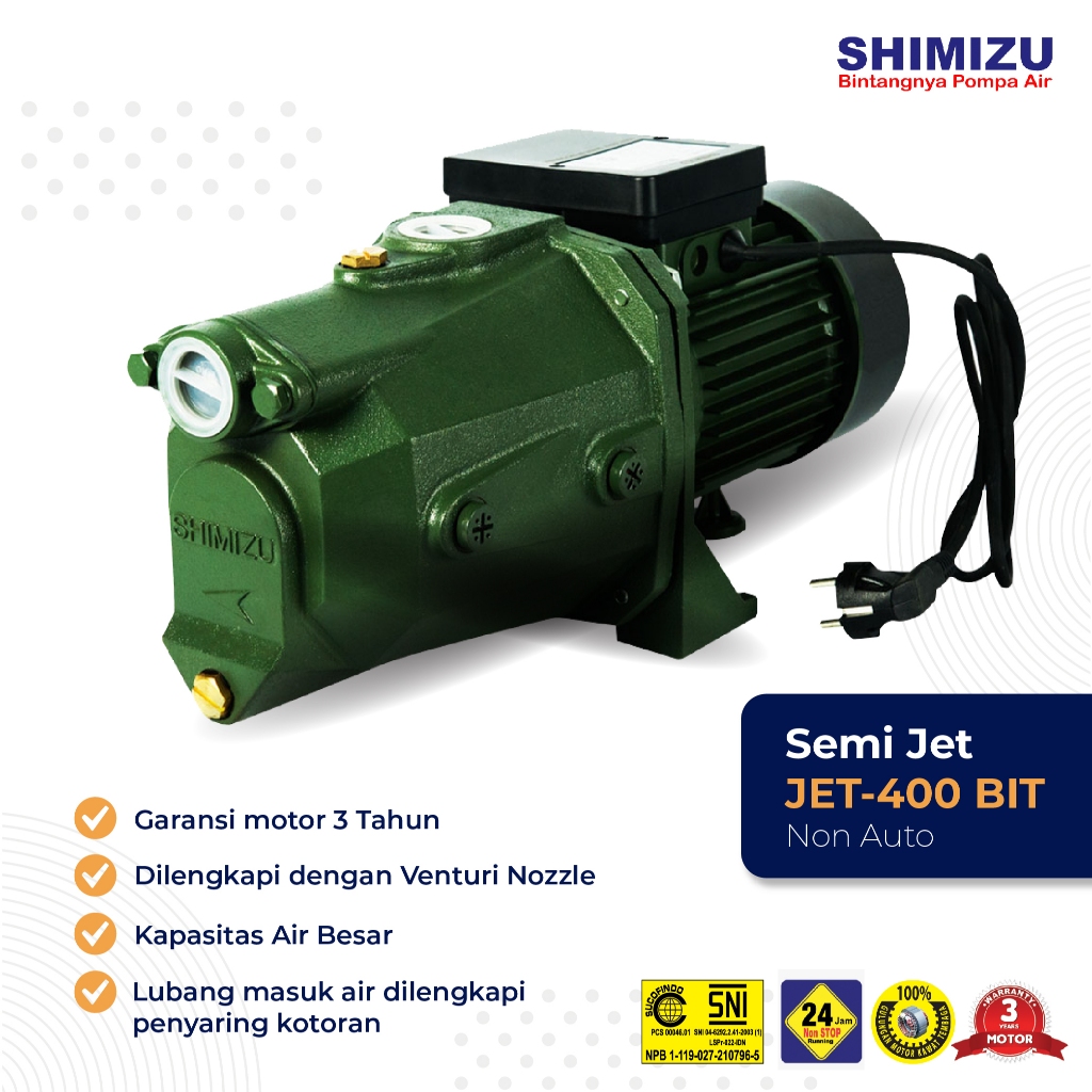 Pompa Air Shimizu JET-400 BIT Non Otomatis / Pompa Air Semi Jet Shimizu