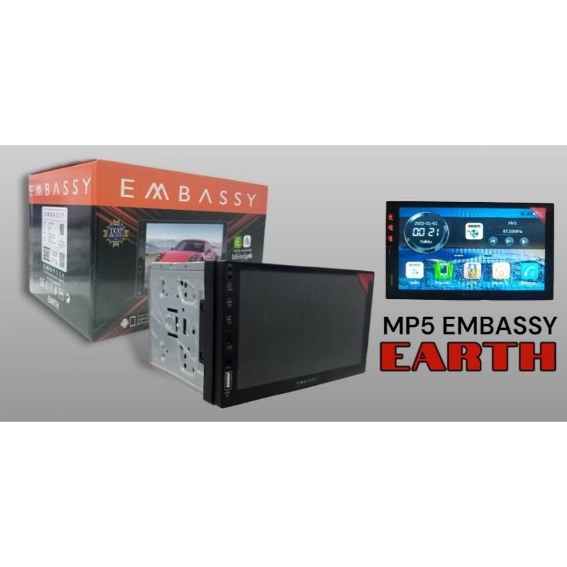 TV Mobil Double Din Embassy EARTH MirrorLink Android 7 Inch