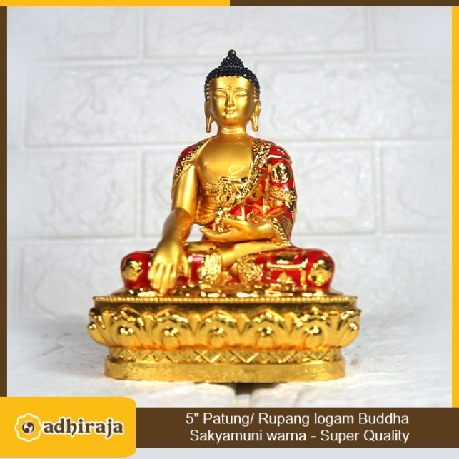 Rupang/Patung logam Buddha sakyamuni warna Super Quality 5"