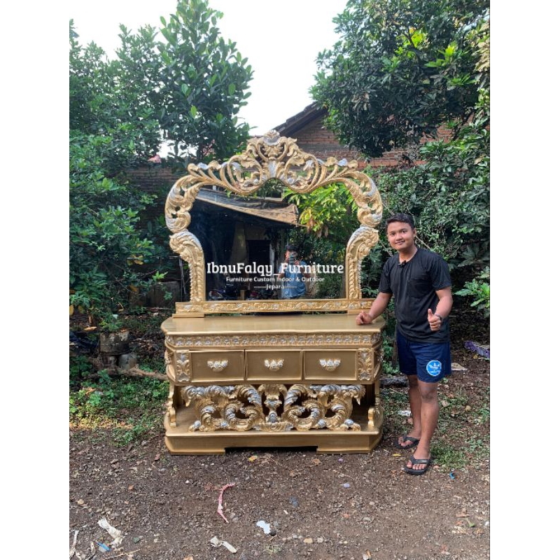 Meja Hias Ukir Kayu Jati, Meja Hias Minimalis, Meja Hias Ruang Tamu Custome Jati, Meja Hias Ukir Jat