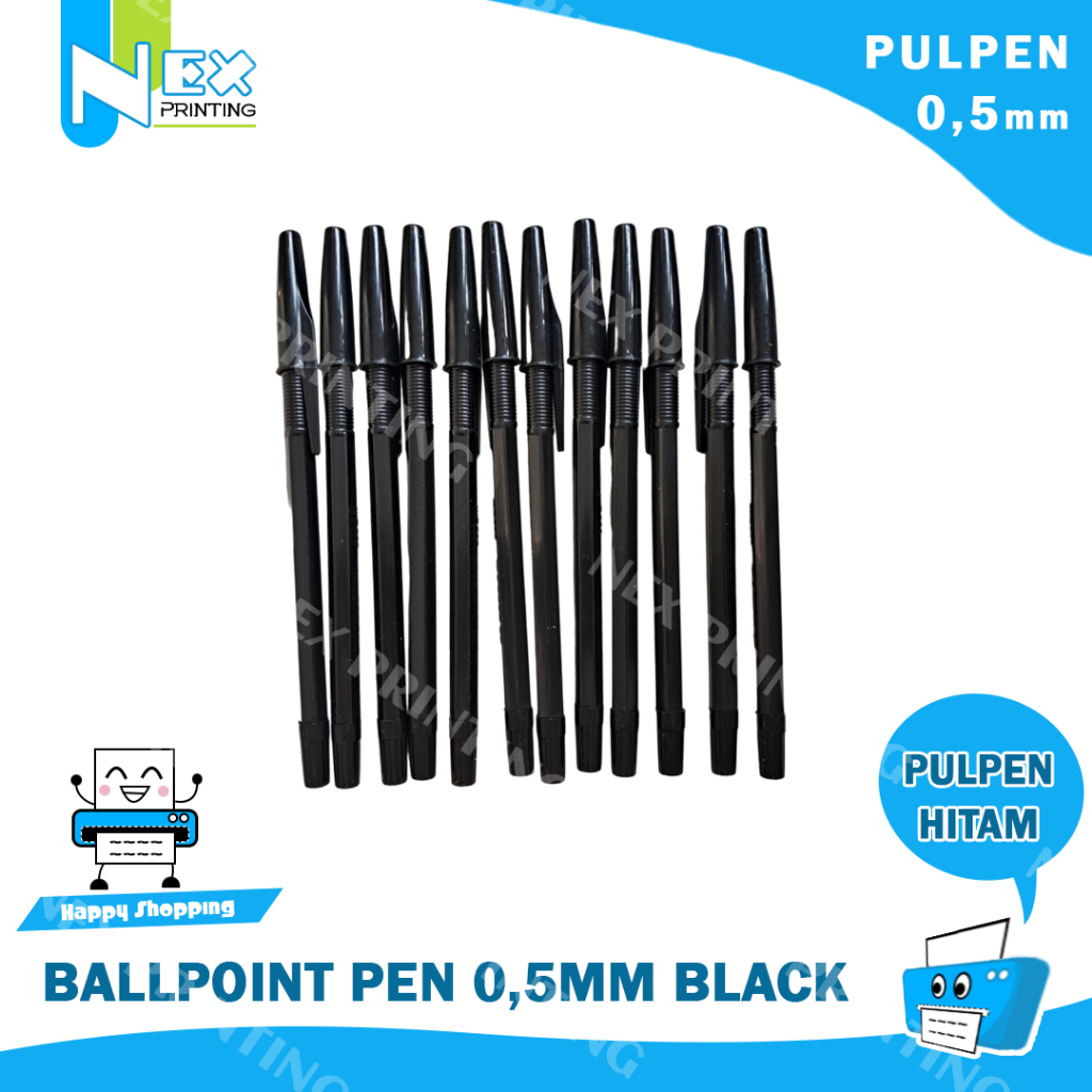 

Ballpoint pen black 0,5mm 0,5mm tebal untuk menulis sekolah kantor
