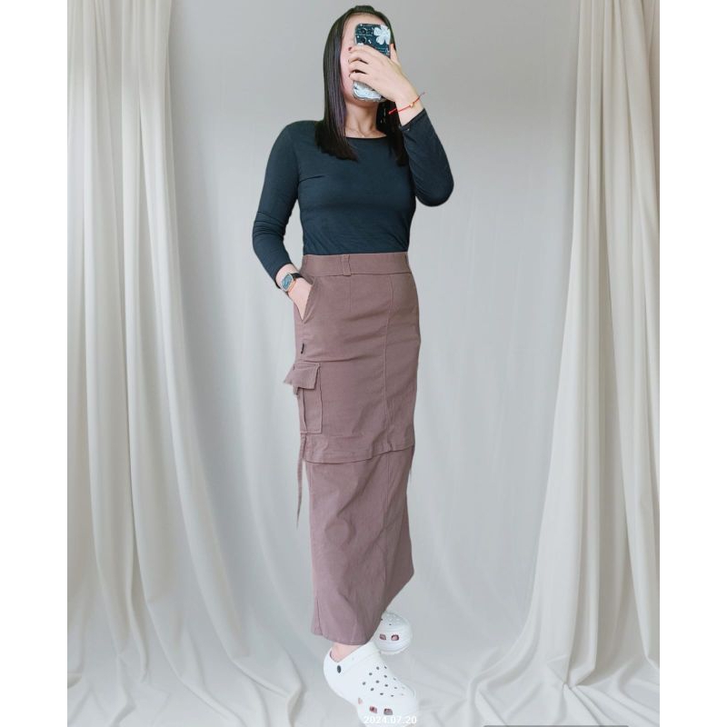Haziera Rok Panjang Kargo Bengaline Stretch Premium A Line