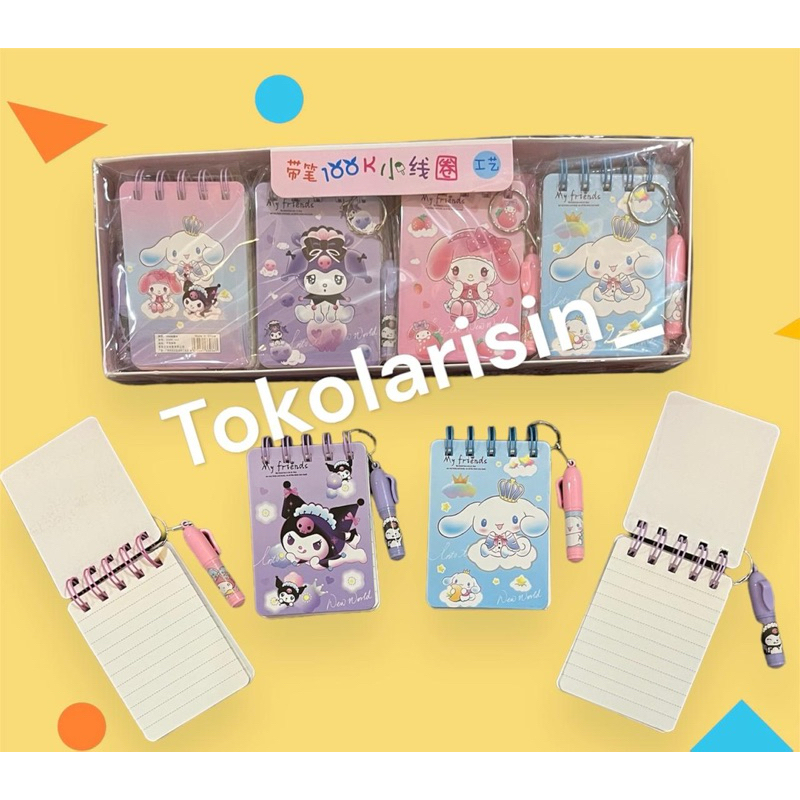 

Binder Note Pulpen Motif Kuromi My Melody Cinnamoroll Sanrio Notebook Buku Note