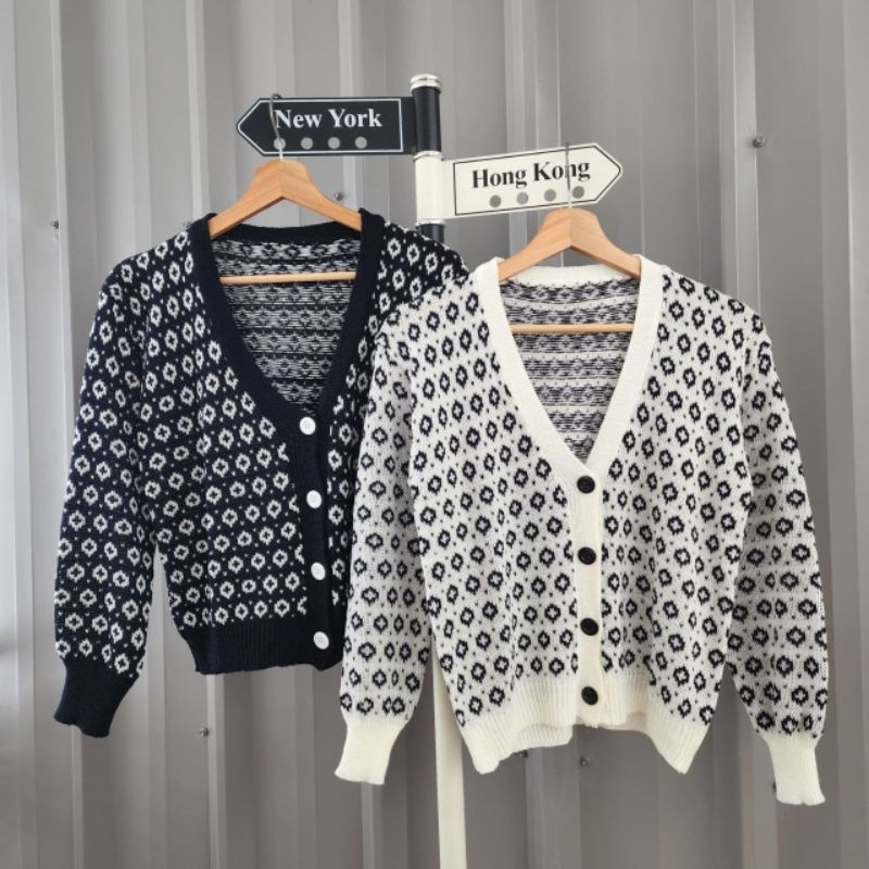 NAD OUTER/CARDIGAN RAJUT WANITA/OUTER WANITA HITAM PUTIH