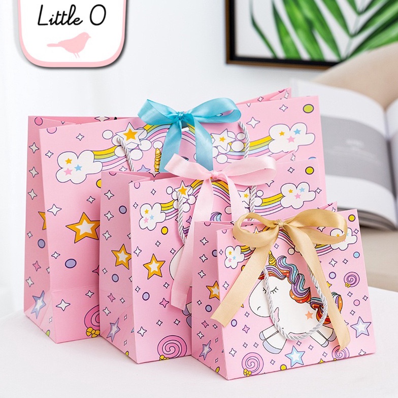 

READY STOCK PINK UNICORN Paperbag Kantong Kertas Tas Ulang Tahun Birthday Goodie Bag Paper bag murah