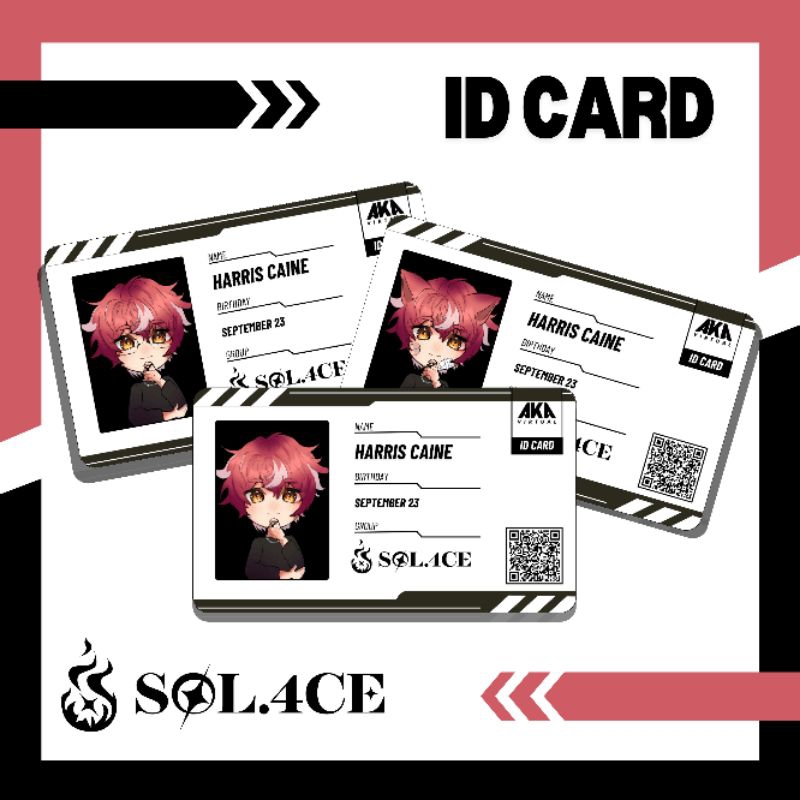ORIGINALS • PHOTOCARD ID VTUBER - AKA VIRTUAL| 《 GROUP SOL4CE 》 | 【Harris Caine】LAMINATED DOUBLE-SID