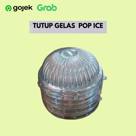Tutup Gelas Plastik Bening - Tutup Gelas Cembung Ukir Pop Ice / Juice