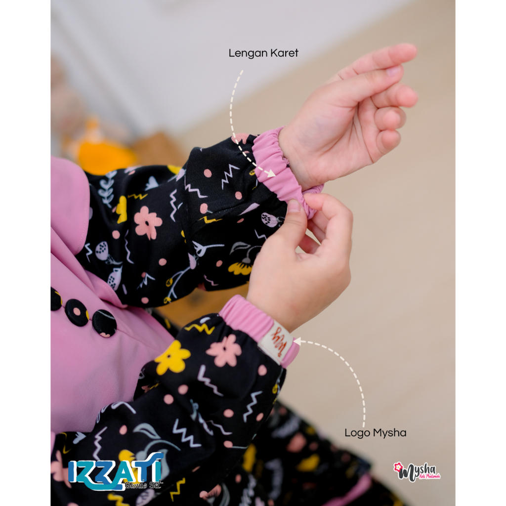 RB Mysha Kids Muslimah - Gamis Anak Perempuan Baju Muslim Anak IZZATI Set Hijab 1-12 th Rayon