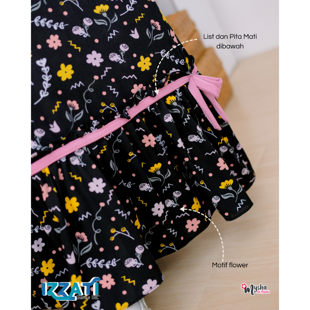 FAVORIT MYSHA KIDS MUSLIMAH - GAMIS ANAK PEREMPUAN BAJU MUSLIM ANAK IZZATI SET HIJAB 1-12 TH RAYON