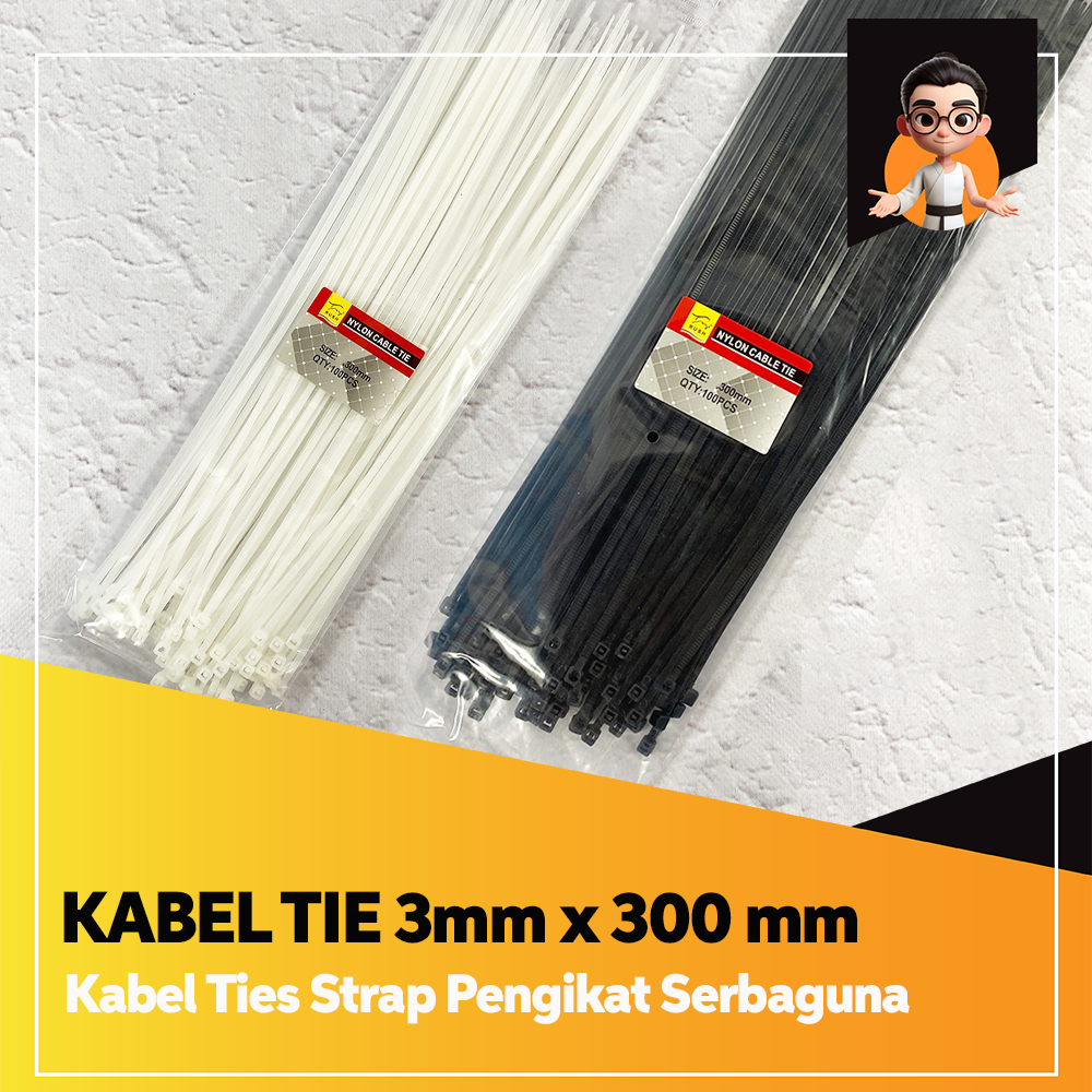 

Kabel Ties Putih - Cable Tie Hitam 300 mm 100 pcs / Cable Tie / Kabel Tie/ Strap Pengikat