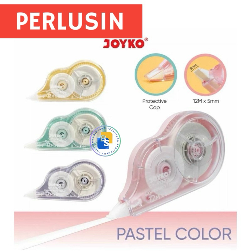 

12 Pcs - Correction Tape 12 meter JOYKO CT522PTL/Tipex Kertas JOYKO CT-522PTL /Tipex Roll