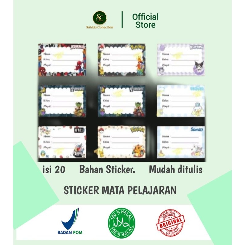

Stiker Label Nama Buku Pelajaran Karakter / Label Buku / Stiker alabel