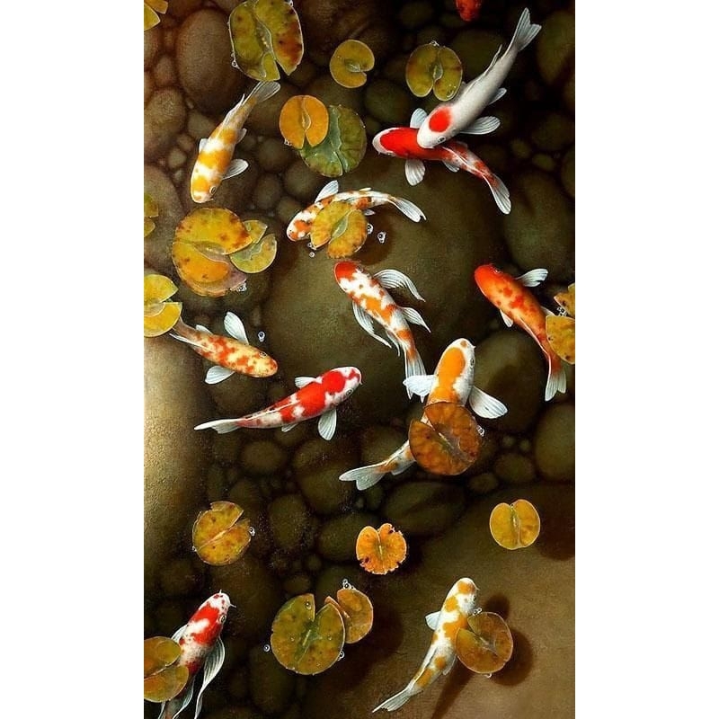 poster cetak,IKAN KOI, hiasan dinding, tanpabingkai
