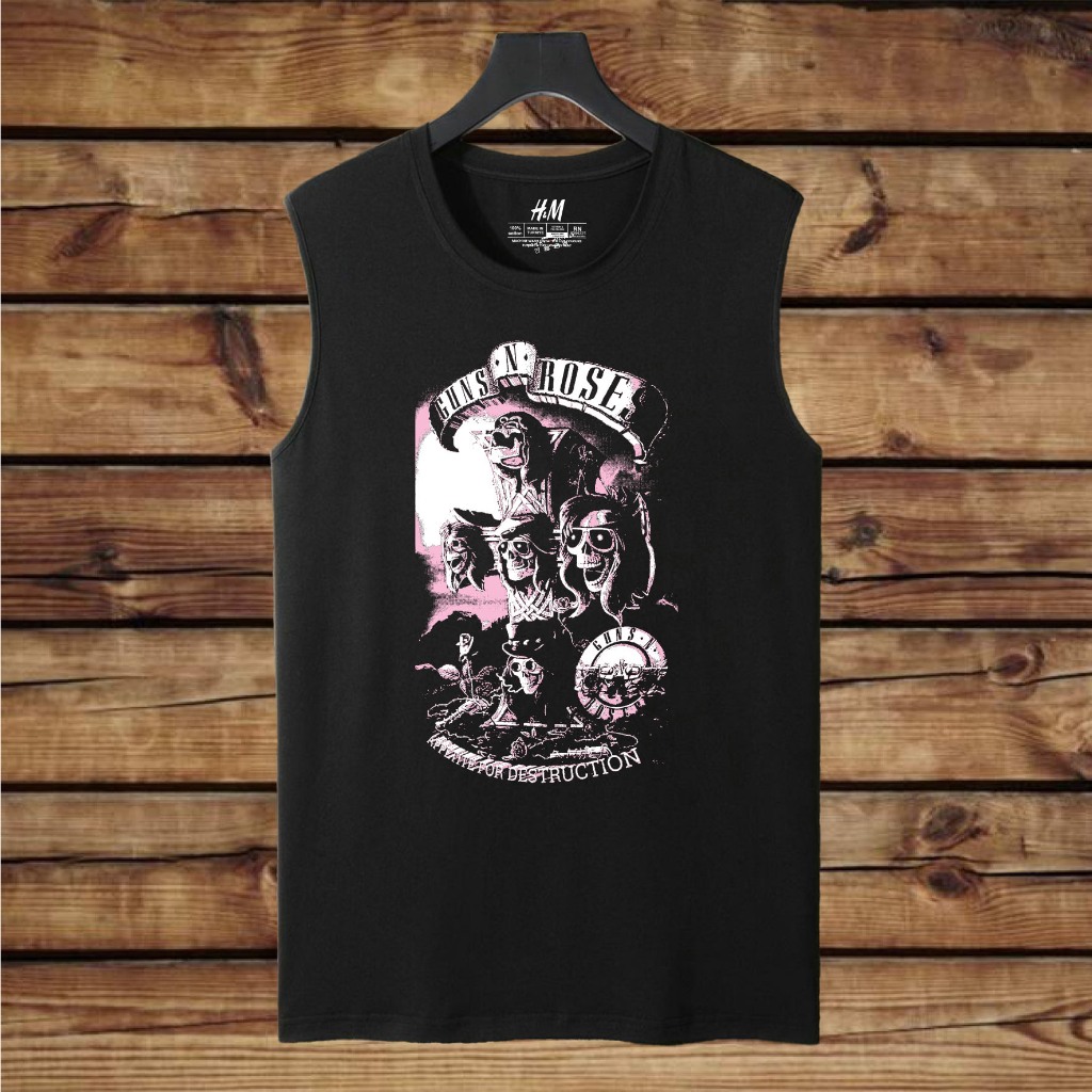 kaos distro tanpa lengan GUNS N ROSES Kaos lekbong musisi rock alternatife klasik metal punk