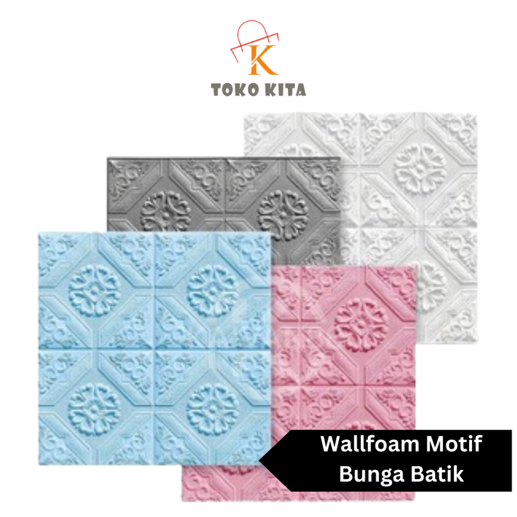 Wallpaper Dinding 3D Foam 70x70cm Motif Batik Bunga Wallfoam Brick Wallpaper atap plafon