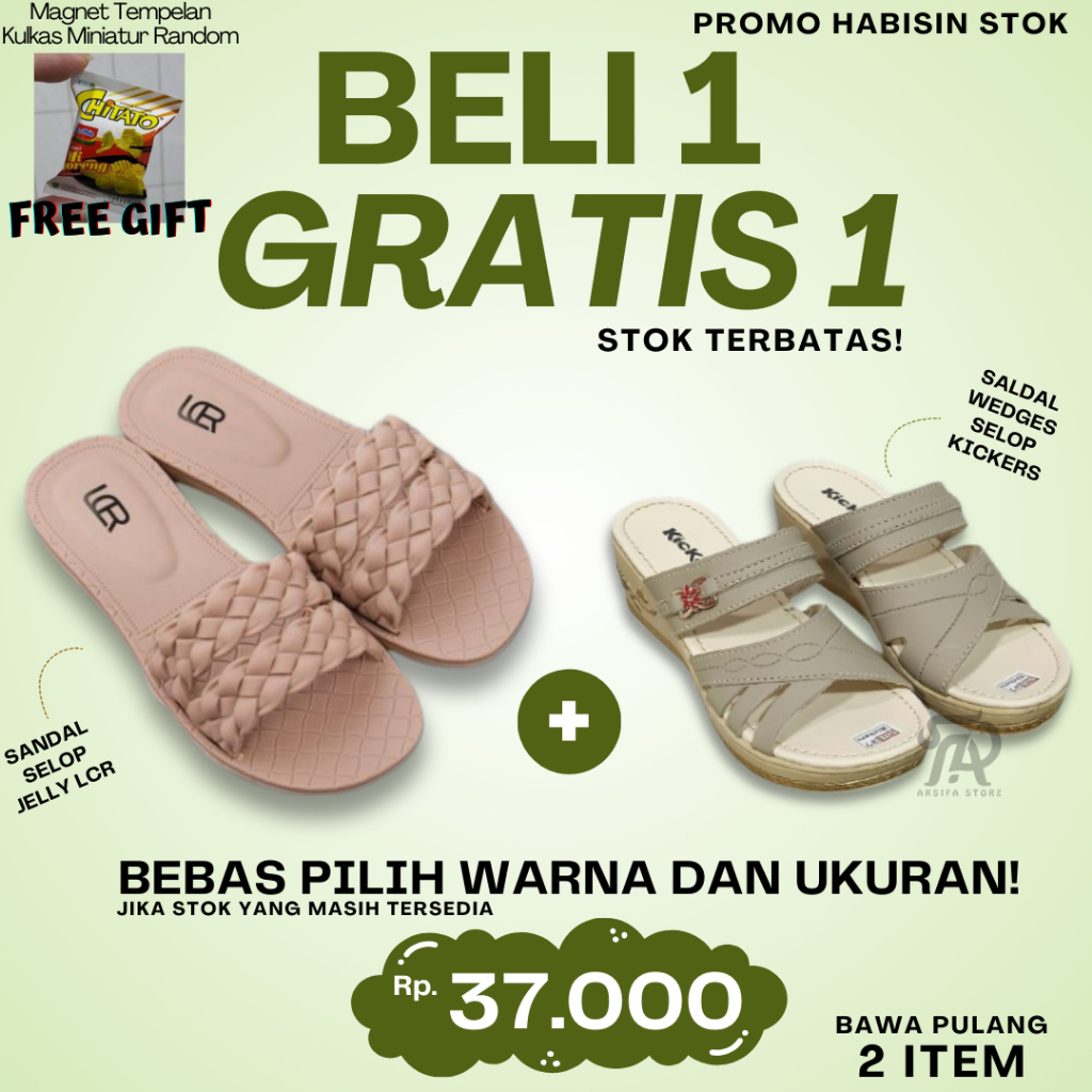 BELI 1 GRATIS 1-LCR1 SANDAL KARET JELLY WANITA//SANDAL TEPLEK WANITA KONDANGAN/SANDAL SELOP KOREA