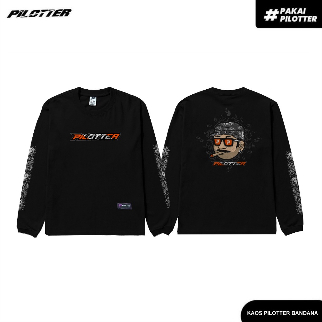 Pilotter Kaos Bandanaa Lengan Panjang Original Free Sticker