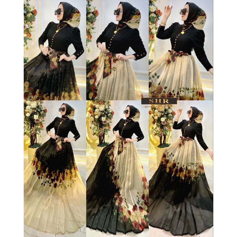 " NEW " READYY MAXI DRESS RAHASIA CINTA RAJUT MIX ORGANZA PREMIUM BY SHR ORI IMPORT SIAP KIRIM
