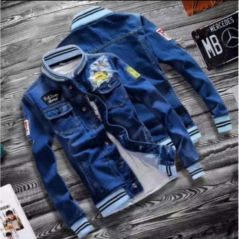 Jaket bomber jeans belang / Jaket Jeans Denim New Fashion / Jaket Jeans Denim Casual Pria
