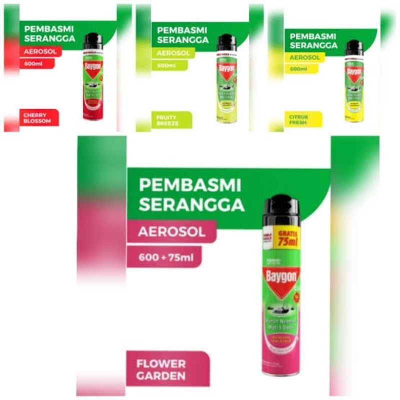 Baygon Aerasol Spray 600ML+75ML All Varian