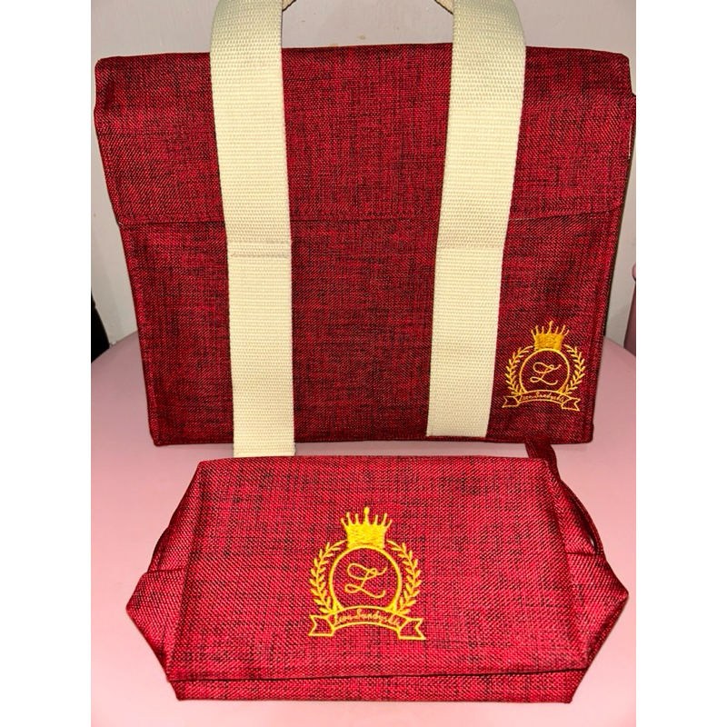 {New} Tas + Pouch Custom Bahan Canvas Warna Merah