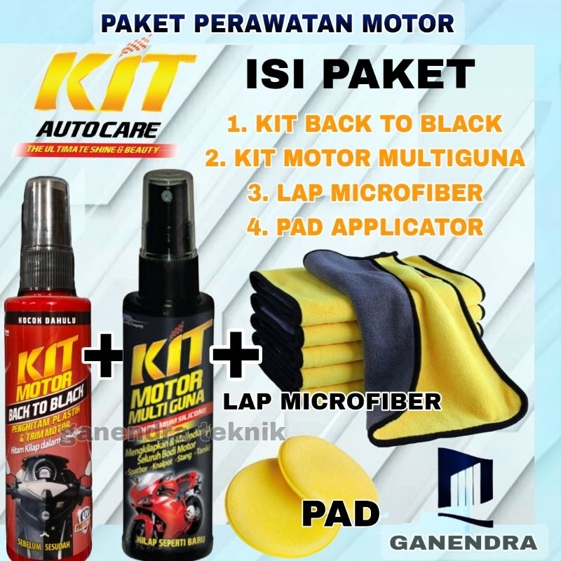 Desyallshop Paket Kit Motor Multiguna + Kit Back To Black 115Ml Penghitam Body Motor/Mobil Permanen