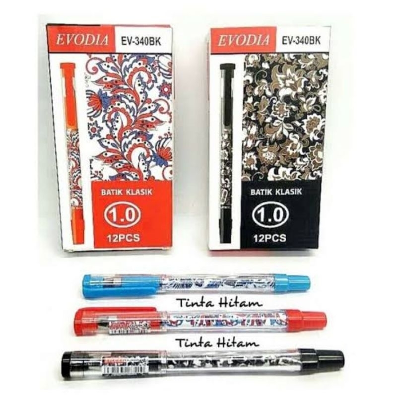 

Pulpen Evodia Gel Batik EV-340BK Isi 12 Pcs