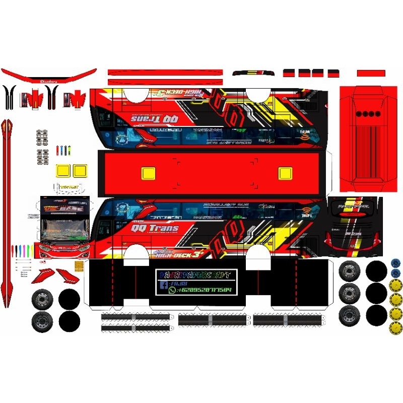 POLA STIKER MINIATUR BUS BASURI QQ TRANS