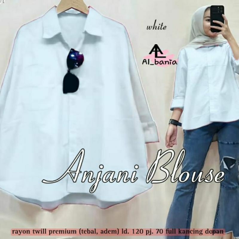 Anjani blouse merah putih kemerdekaan rayon twill jumbo LD 120 XXL