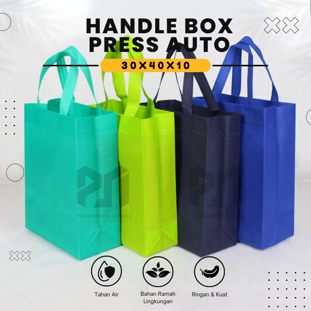 

HBPA 75GSM Tas Box Spunbond Goodie Bag Standing Handle Box Ukuran 30x40x10 Souvenir Promosi Murah Tebal Polos