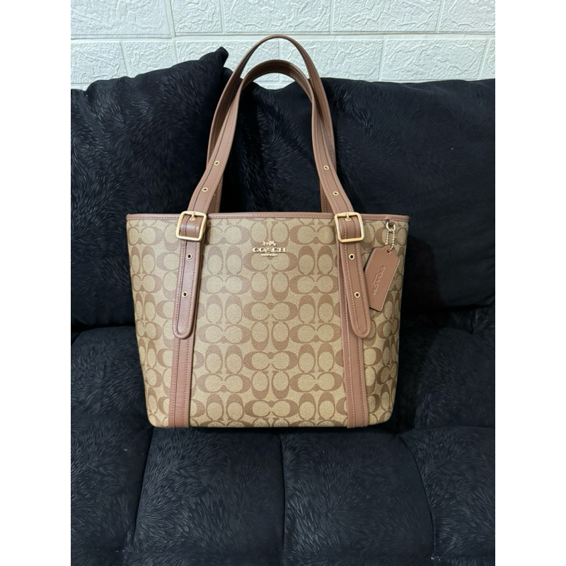 Coach Ashton Tote Bag In Signature Canvas Khaki Saddle