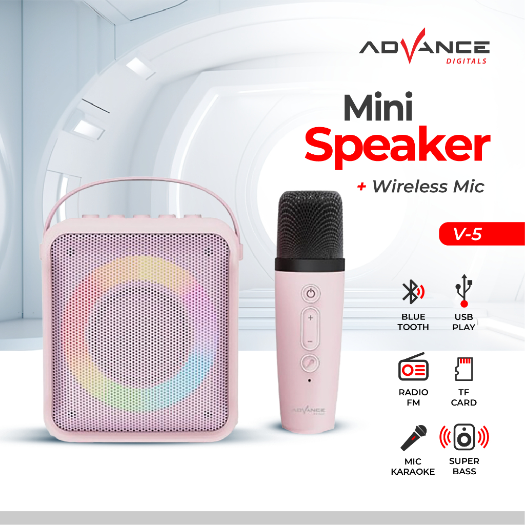 Advance Speaker Bluetooth  V-5  Karaoke Bluetooth Speaker Wireless  Speaker Portable Salon Aktif Ext