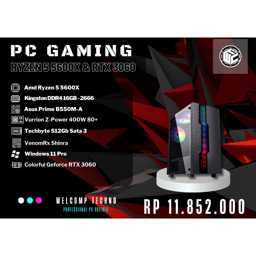 PC Gaming Rakitan Ryzen 5 5600x - DDR4 16Gb