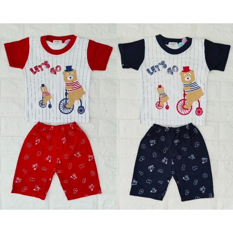 Setelan kaos anak laki laki usia 6-12 bulan / Setelan Amena Lets Go H 372
