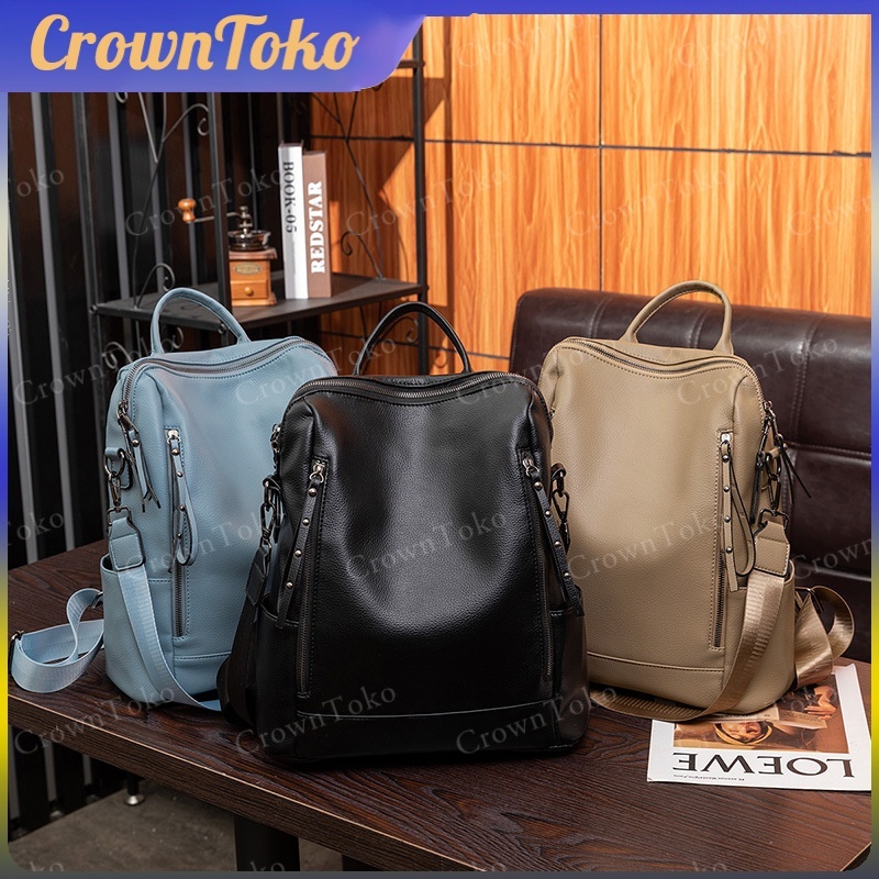 ✨2024New&100%ori&Garansi seumur hidup&New&Ready✨Tas Ransel untuk Wanita, Kulit PU Lembut Anti Pencur