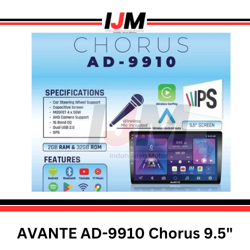 Head Unit Android Avante AD-9910 Chorus 9 inch RAM 2 ROM 32 KARAOKE