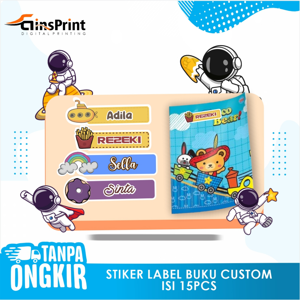 

Stiker Label Buku Pelajaran Custom Free Desain isi 15 pcs