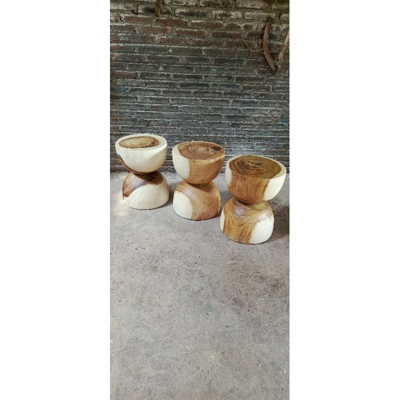 kursi stool bulat kayu solid