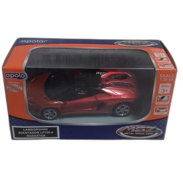 Diecast Apolo Mobil MSZ Lamborghini Aventador LP700-4 Roadster Merah