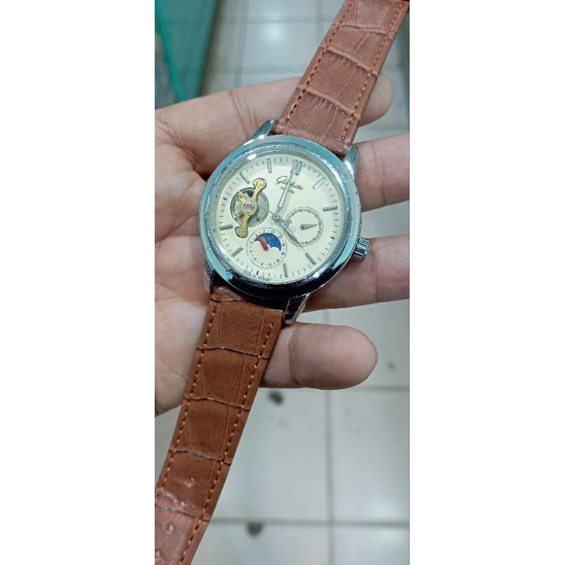 jam tangan klasik pria glashutte otomatis chronograph
