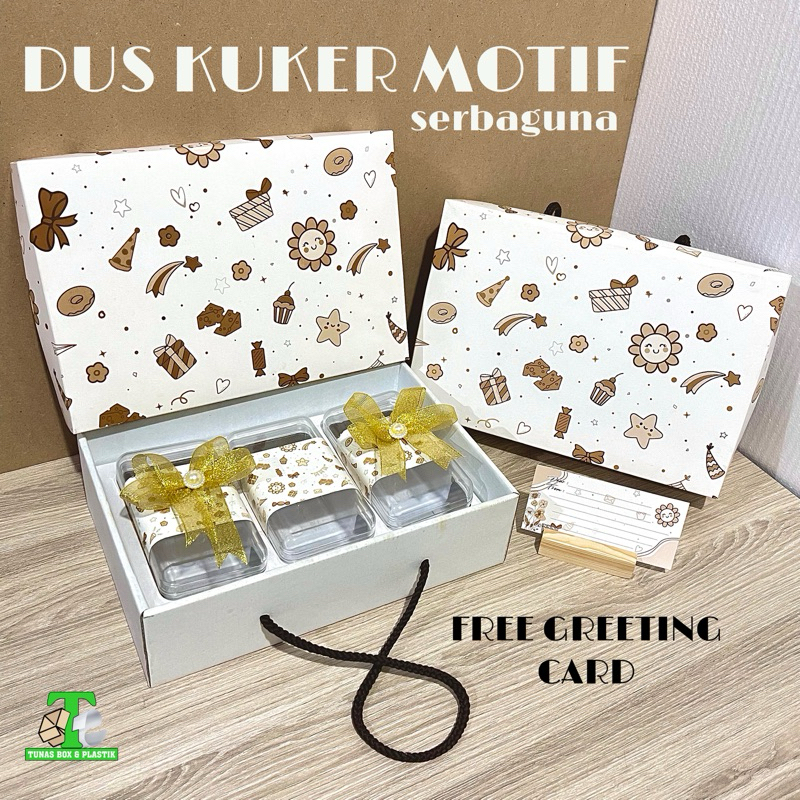 

Dus Kuker Motif Premium | Dus Kotak Nasi Premium Motif | Dus Kue kering Motif | Box Catering Premium | Box Sekat Kue kering tema Idul 2-3 toples | Dus Toples Kue Kering | Box Kue Kering | Kotak Kue Hajatan | Dus Hampers Aesthetic