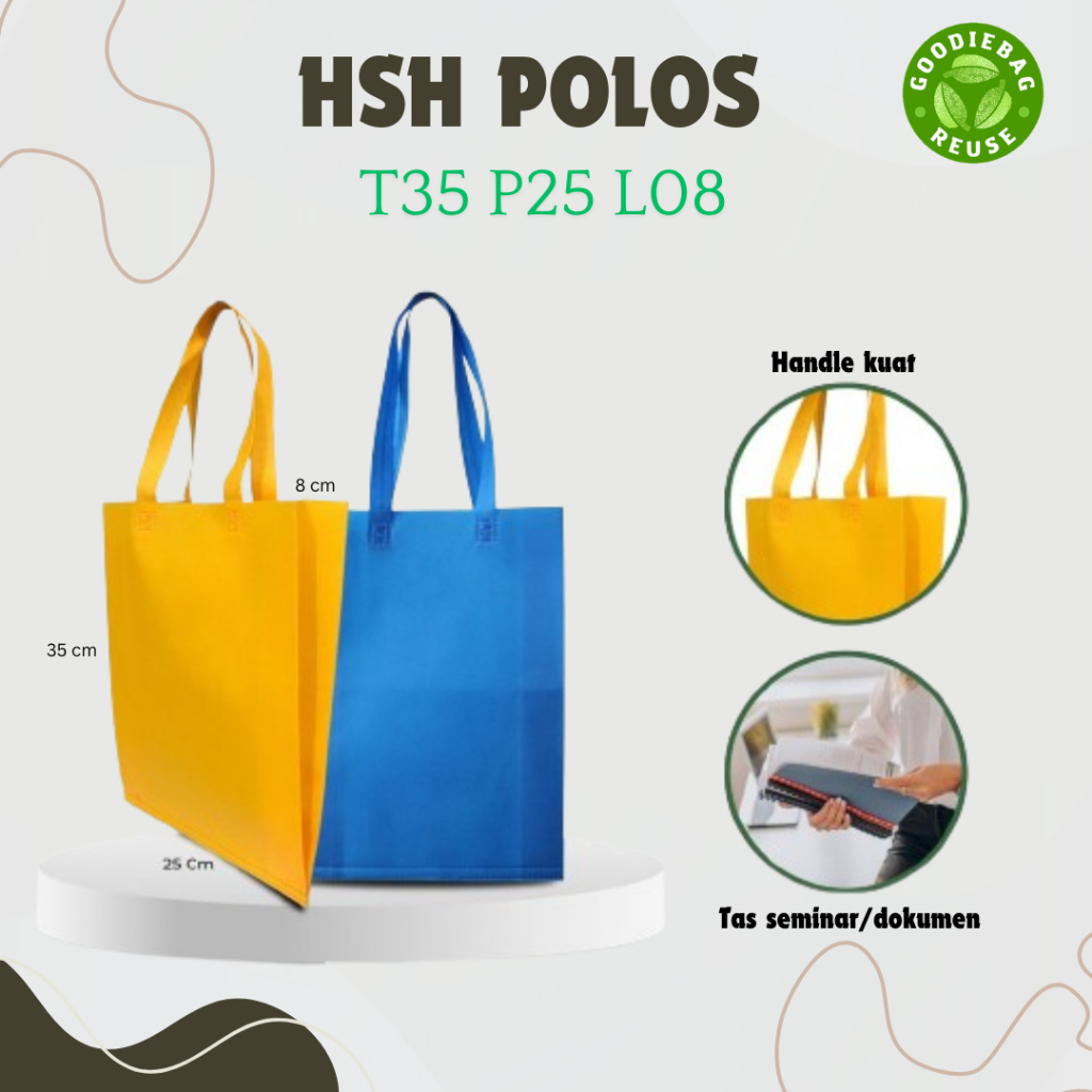 

Goodie bag / tas spunbond polos bawah flat (35x25x8)