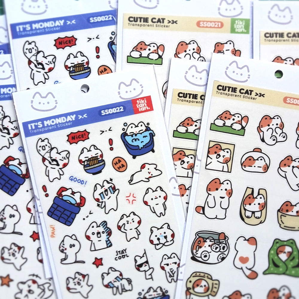 

TIKITANIAN Transparent Sticker Sheet / Stiker Kiss Cut