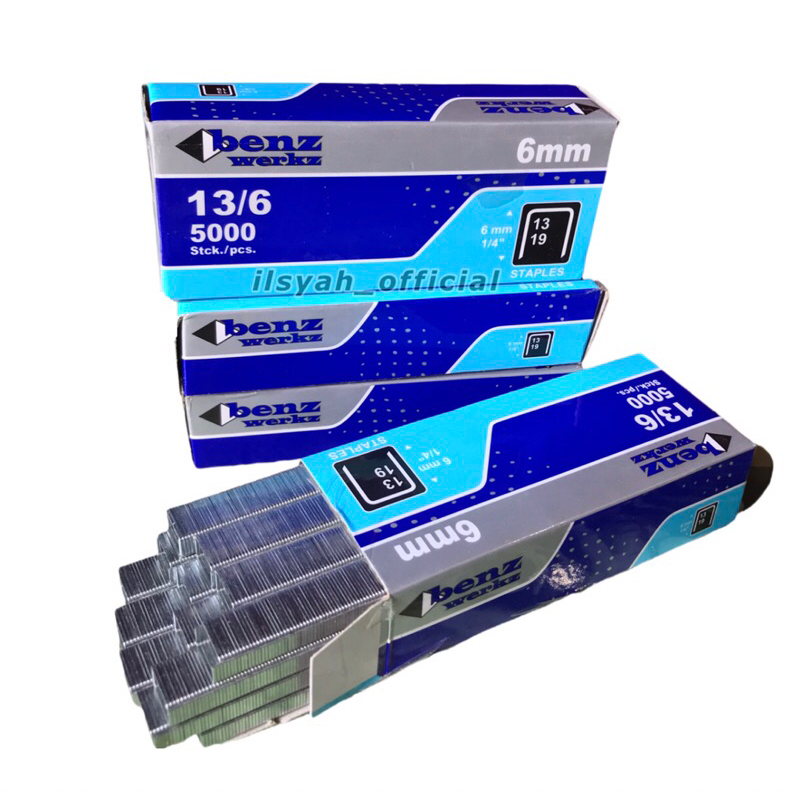 

Isi Staples Paku Tembak 13/6 6mm U 5000pcs BENZ R23 - Refill Air Stapler Gun Hekter