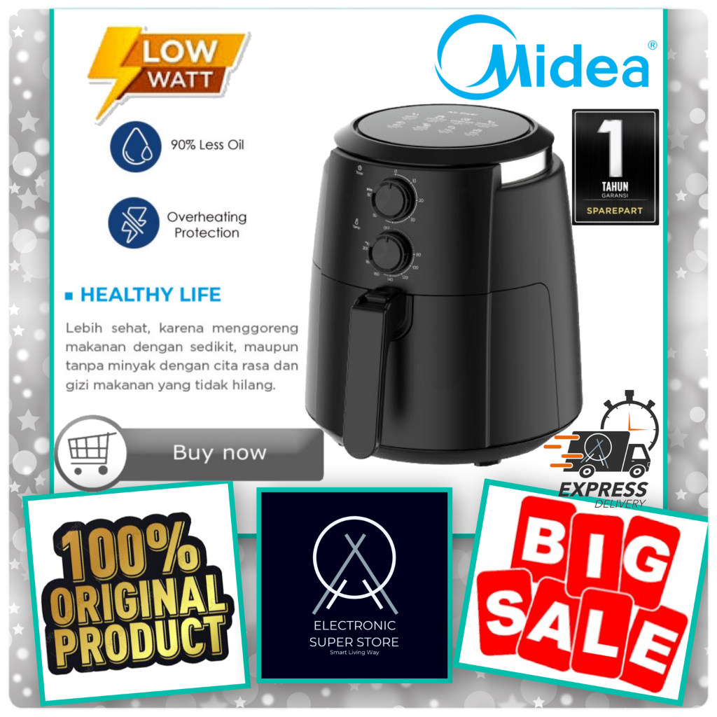 AIRFRYER MIDEA MF-TN35B MF TN35B MFTN35B PENGGORENG ELEKTRIK HEALTHY FRYER 4.7L MIDEA AIR FRYER