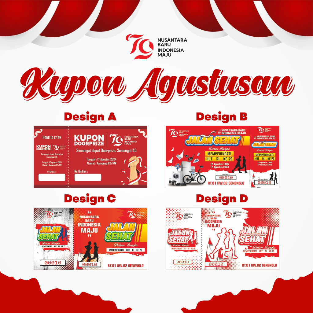 Kupon Undian Hadiah Agustusan / Jalan Sehat Hut RI MURAH (FREE DESIGN)