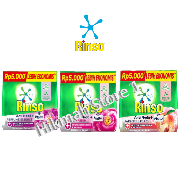 RINSO ANTI NODA / RINSO MOLTO ROSE FRESH / RINSO MOLTO PERFUME ESSENCE BUBUK 44 GRAM (RENCENG)